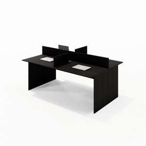 Mesa Escritório Plataforma 4 Lugares 180x120 - Cor: Preto Onix Atacadao Moveis Escritorio