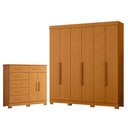 Ver imagem 4 de Guarda Roupa Casal Vinci 06 Portas e Cômoda Xangai Cinamomo - Móveis Albatroz
