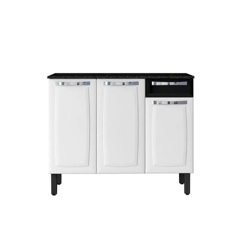 Balcão de Cozinha Itatiaia Ros Aço Branco e Preto Armário de Cozinha Compacto