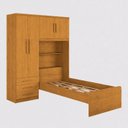 Ver imagem 2 de Guarda-Roupa Solteiro com Cama Integrada 4 Portas 3 Gavetas Cancun Yescasa Nature