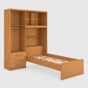 Ver imagem 5 de Guarda-Roupa Solteiro com Cama Integrada 4 Portas 3 Gavetas Cancun Yescasa Nature