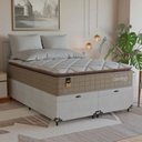 Ver imagem 7 de Cama Box Baú Casal Bipartido Colchão Comfort Class Pillowtop Bege/suede Branco