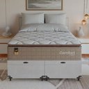 Ver mais imagens de Cama Box Baú Casal Bipartido Colchão Comfort Class Pillowtop Bege/suede Branco