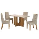 Ver imagem 2 de Mesa de Jantar Dora 120x80 Vidro 40mm Cinamomo Off White com Kit 4 Cadeiras Veludo Bege -Valdemó