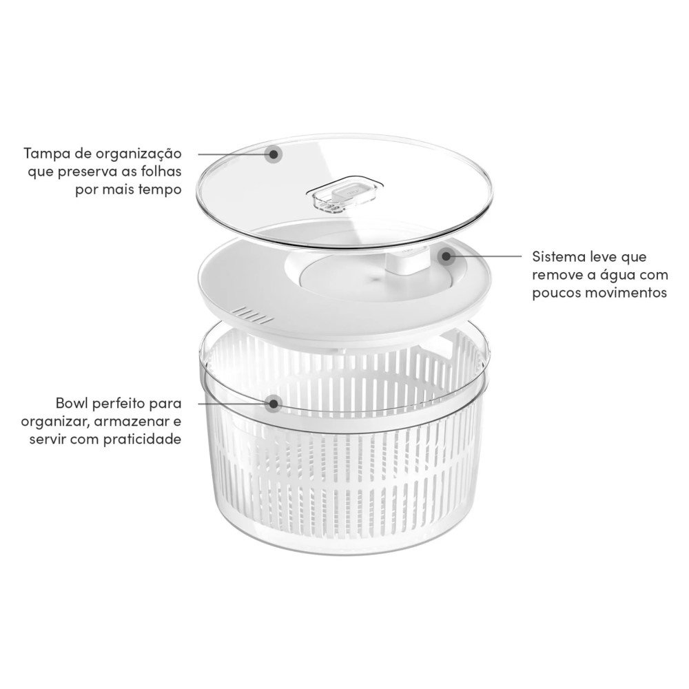 Secador de Saladas com Tampa 5,5 L Clear Fresh ou - 2