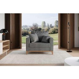 Poltrona Beny Pés e Base em Madeira Cinza Rr Decor - 5