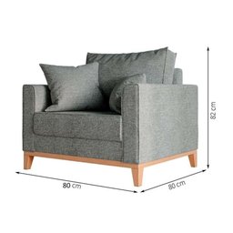 Poltrona Beny Pés e Base em Madeira Cinza Rr Decor - 2
