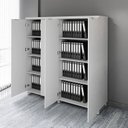 Ver imagem 4 de Armário Alto Duplo 1,58m para Escritório com 4 Portas de Abrir e Puxadores Metálicos F5 Office Cinza