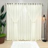 Cortina Aurora Cetim Amassado Tule Pérolas 3,00x2,50m Sala Quarto Varão 3m - Palha - 1