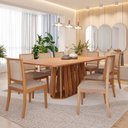 Ver imagem 2 de Conjunto Sala de Jantar Mesa Pitanga Madeira Tauari e 8 Cadeiras em Linho - Madeira/Cinamomo/Linho