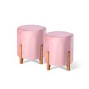 Ver imagem 1 de Kit 02 Puffs Decorativo Redondo em Suede Cor Rosa