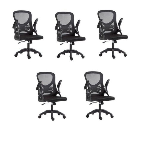 Kit com 5 Cadeira Escritório Diretor Office Columbus com Tela Mesh Preto Rivatti