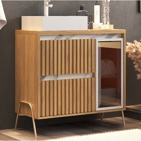 Gabinete de Banheiro 80cm com Cuba Ref 821 Cewal - Itapuã/thassos