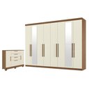 Ver imagem 1 de Guarda Roupa Casal Master New 8 Portas de Bater 4 Gavetas MDP com Espelho e Cômoda Jatobá