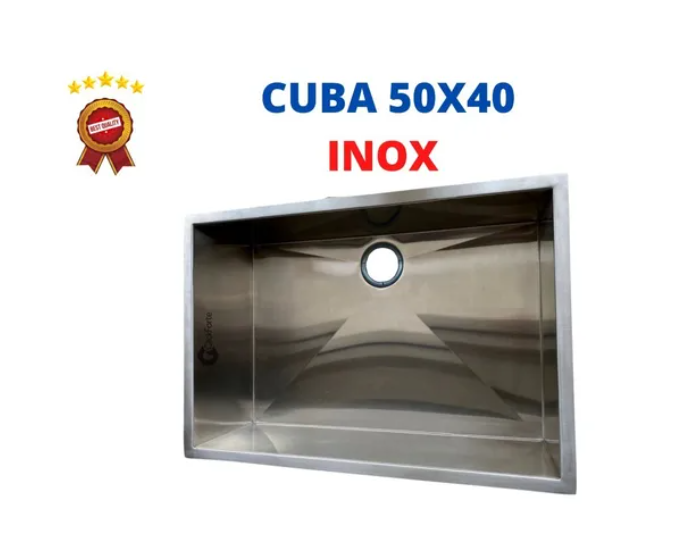 Cuba Pia Aço Inox Gourmet Cozinha Valvula Simples 50x40cm AJB STORE - 2