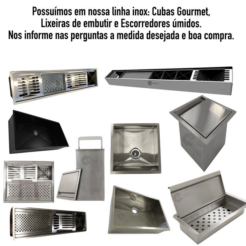 Cuba Pia Aço Inox Gourmet Cozinha Valvula Simples 50x40cm AJB STORE - 4