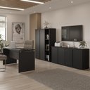 Ver imagem 1 de Conjunto de Escritório Office 3 Peças Mesa Balcão Armário Hera - Via Nossa - Preto