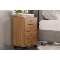 Mesa de Cabeceira Solteiro Presence C/ 4 Gavetas Amêndola Touch - Demóbile - 1