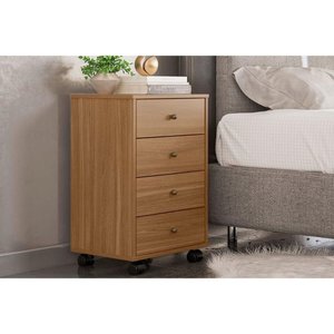 Mesa de Cabeceira Solteiro Presence C/ 4 Gavetas Amêndola Touch - Demóbile