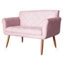 Ver imagem 2 de Namoradeira Decorativa Isabela Pés Palito Suede Rosa Bebê - DS Estofados