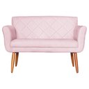 Ver imagem 1 de Namoradeira Decorativa Isabela Pés Palito Suede Rosa Bebê - DS Estofados