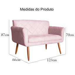 Namoradeira Decorativa Isabela Pés Palito Suede Rosa Bebê - DS Estofados - 4