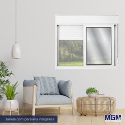 Janela de Alumínio Persiana Integrada 120x120cm com Vidro Liso Linha Solida MGM  - 2