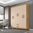 Ver imagem 4 de Guarda Roupa Casal Mogi 6 Portas Carvalho Americano Off White - Incorplac