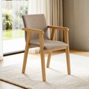 Ver imagem 2 de Kit 2 Cadeiras com Braço para Sala de Jantar Pés Madeira Maciça Flora Bege/Cinamomo
