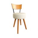 Ver imagem 2 de Conjunto Mesa de Jantar Redonda Vidro com 4 Cadeiras Estofada Off-White Encosto Madeira Urban
