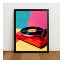 Ver imagem 1 de Quadro Decorativo Pop Art Vitrola com Vidro Preto
