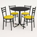 Ver imagem 1 de Mesa de Jantar Redonda 80cm Preta com 4 Cadeiras Estofada Preta