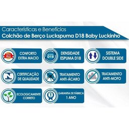 Colchão Infantil D18 Baby Luckinho Pró Saúde (70x130x12) - Luckspuma - 3