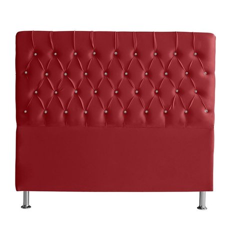 Cabeceira de Cama Box Bella King 195 Cm Suede Botão Cristal Vermelho Eli Móveis e Decoração