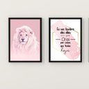 Ver imagem 2 de Kit 2 Quadros Leão Rosa Dias Em Que Orei 24x18cm:Madeira branca