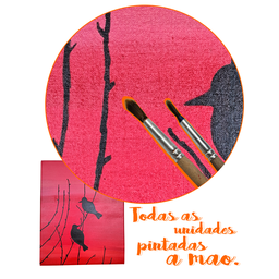 Mini Quadro com Pássaros em Galhos a Sombra do Sol - 8