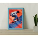 Ver imagem 1 de Quadro Decorativo Skatista + Vidro 33x25 Escritório Sala:azul