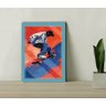 Quadro Decorativo Skatista + Vidro 33x25 Escritório Sala:azul - 1