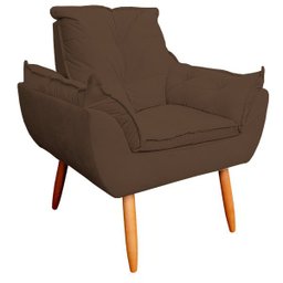 Kit 2 Poltrona Decorativa Opala Pés Palito Veludo Marrom - Kimi Design - 5