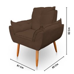 Kit 2 Poltrona Decorativa Opala Pés Palito Veludo Marrom - Kimi Design - 6