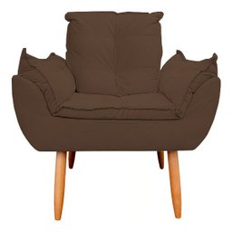 Kit 2 Poltrona Decorativa Opala Pés Palito Veludo Marrom - Kimi Design - 3