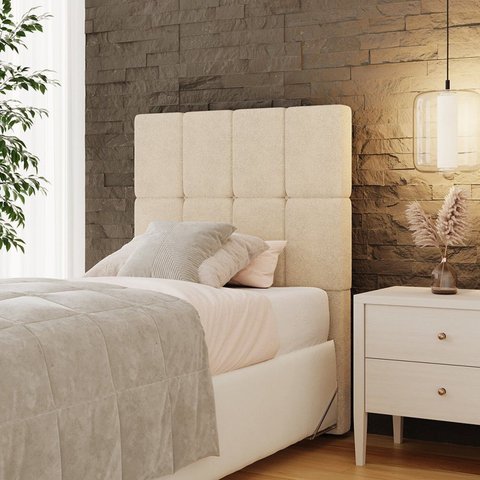 Cabeceira Solteiro 90cm Bouclé Estofada Design Moderno para Quarto Linea