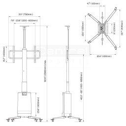 Suporte Pedestal Móvel para Tv 40 a 85 Motorizado para Videoconferência Tw85 Nb - 3