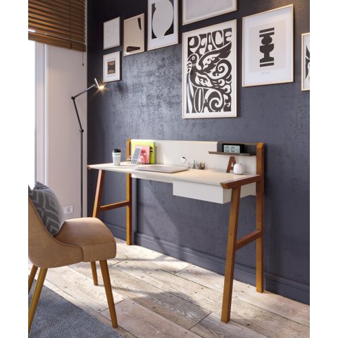 ESCRIVANINHA OFFICE INDUSTRIAL RETRO PARA QUARTO ESCRITORIO OFF WHITE