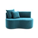 Ver imagem 3 de Conjunto 01 Poltrona + Sofá Curvo Orgânico Nature Gaia Suede Azul Turquesa - Montanaris Decor