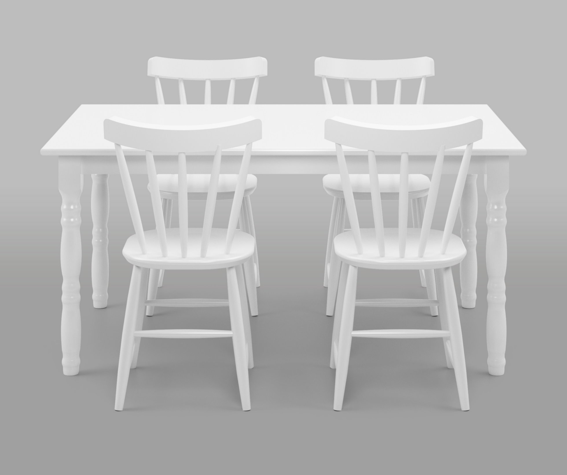 Conjunto Mesa + 4 Cadeiras de Madeira - Branca Moveis Deiss Conjunto Deiss Branco - 2