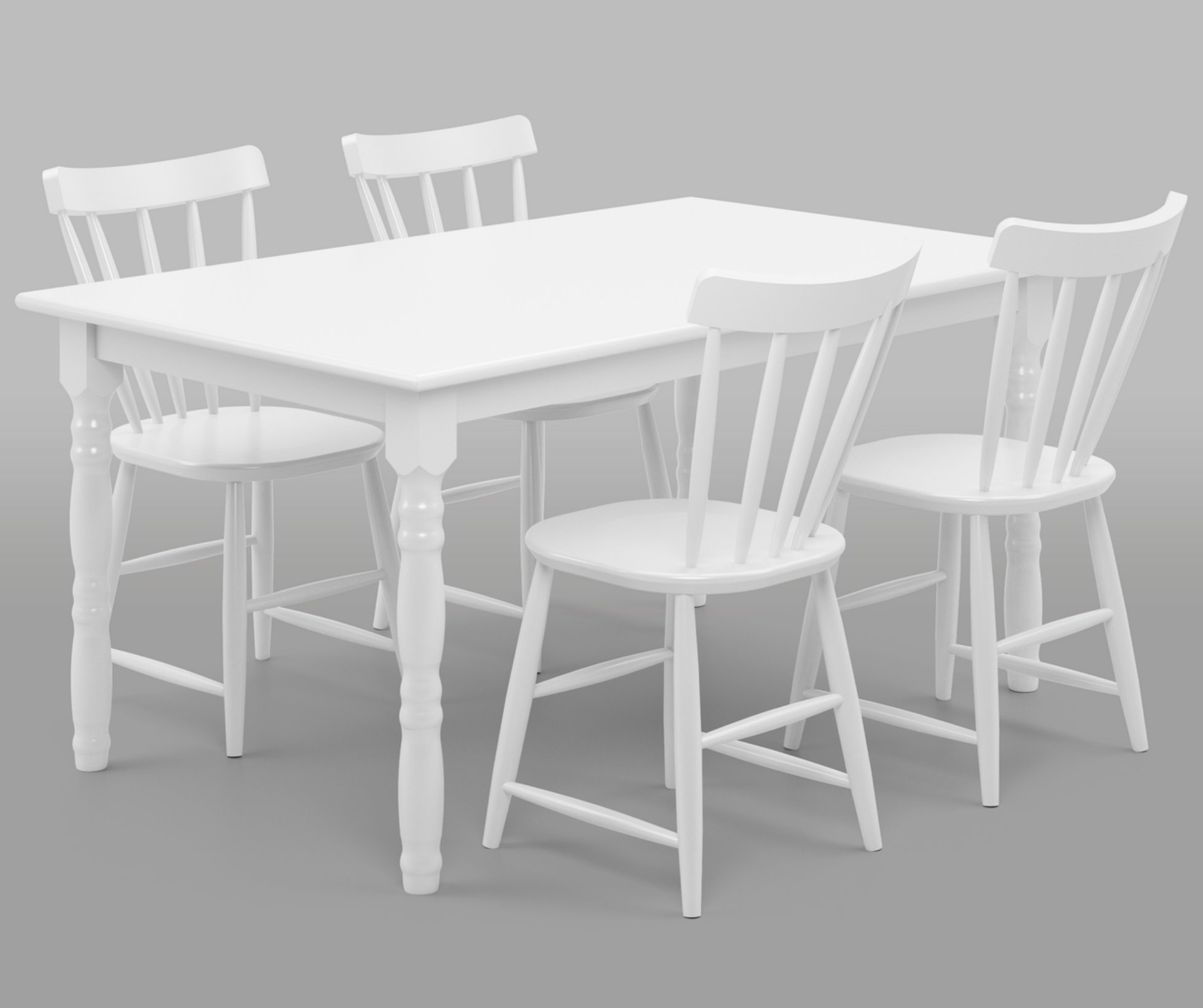 Conjunto Mesa + 4 Cadeiras de Madeira - Branca Moveis Deiss Conjunto Deiss Branco - 3