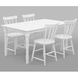 Conjunto Mesa + 4 Cadeiras de Madeira - Branca Moveis Deiss Conjunto Deiss Branco - 3