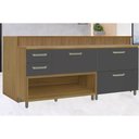 Ver imagem 2 de Bancada Ilha Cozinha Princesa C/ 2 Portas e 3 Gavetas 200cm Freijo/off White - Nesher