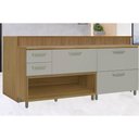 Ver imagem 3 de Bancada Ilha Cozinha Princesa C/ 2 Portas e 3 Gavetas 200cm Freijo/off White - Nesher